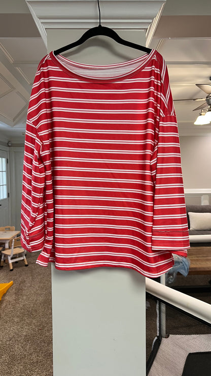 Red and white stripped top